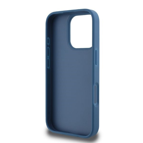 Guess iPhone 16 Pro Max - 4G Bottom Stripe - Θήκη με Επένδυση Συνθετικού Δέρματος - Blue - GUHCP16XG4GLBL