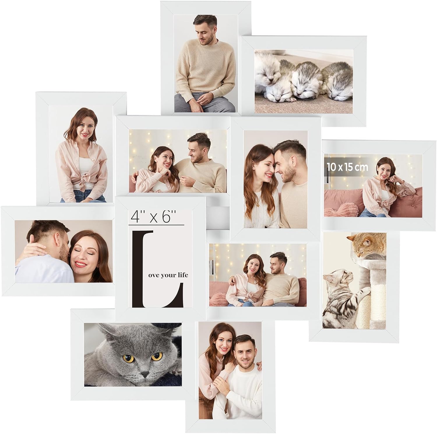 Songmics Κορνίζα Τοίχου Κολάζ για 12 Φωτογραφίες - White - RPF22WT