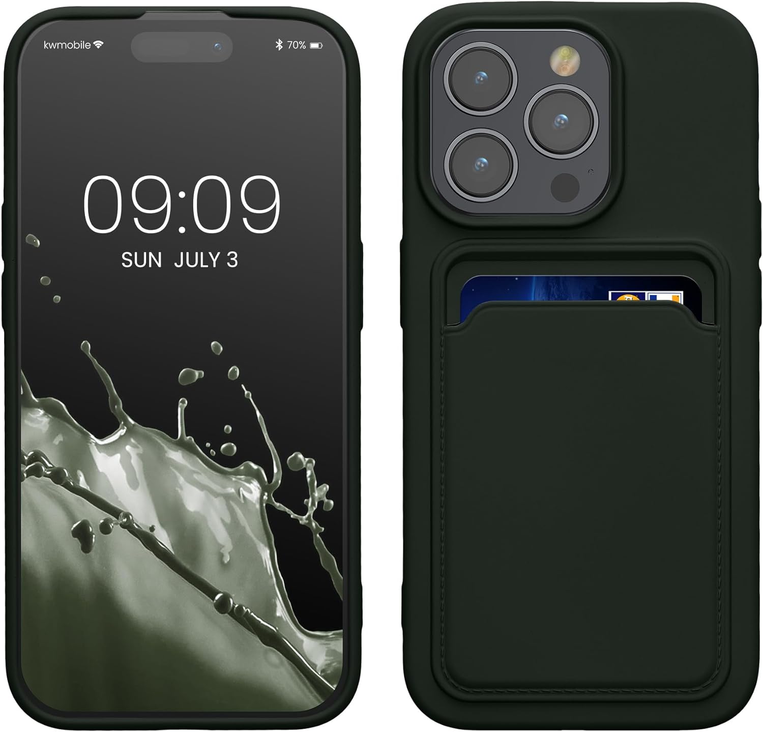 KW iPhone 15 Pro Θήκη Σιλικόνης TPU με Υποδοχή για Κάρτα - Dark Green - 62019.80