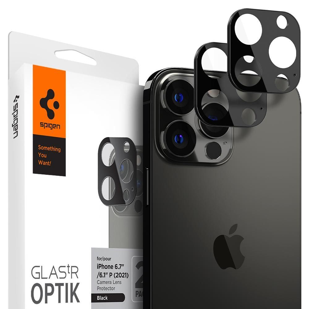 Spigen iPhone 13 Pro / 13 Pro Max Optik.TR Αντιχαρακτικό Γυαλί για την Κάμερα - 2 Τεμάχια - Black
