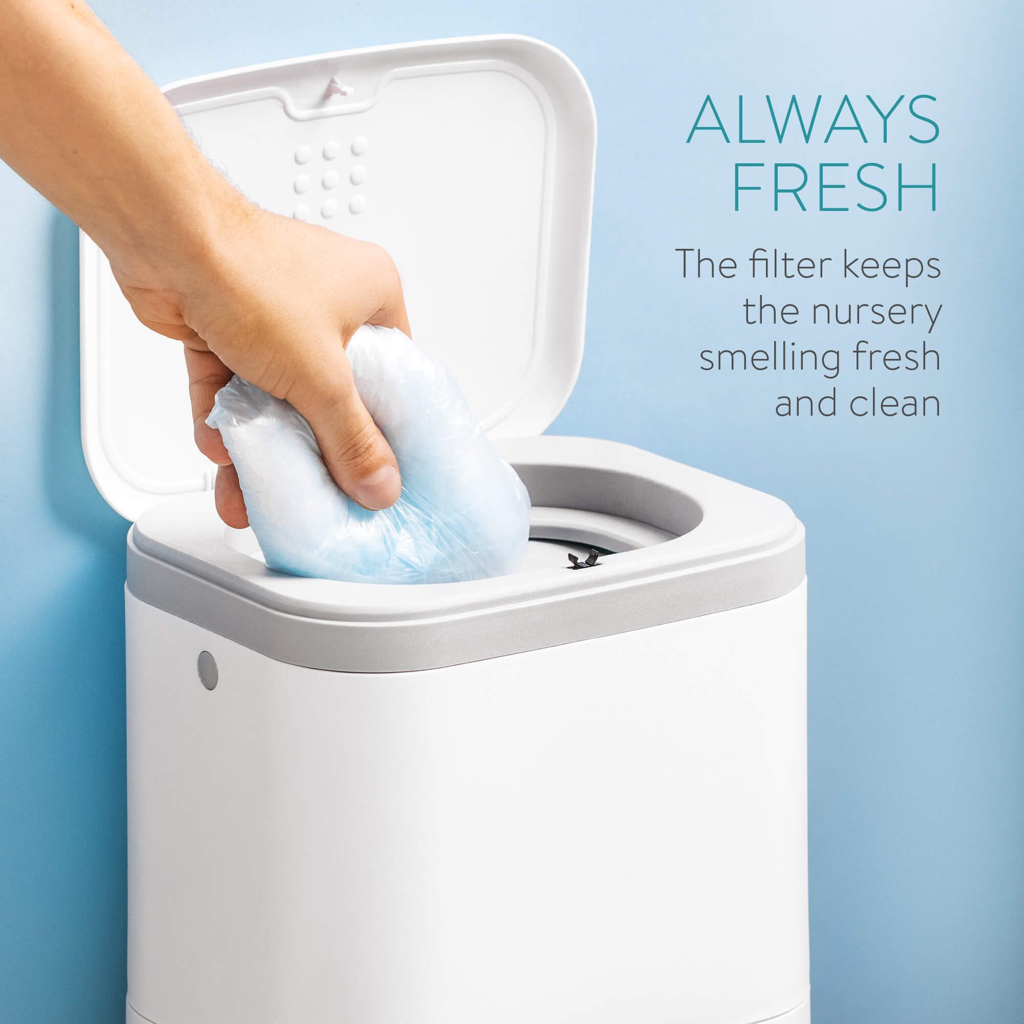 Navaris Κάδος Απόρριψης Πανών Μωρού - 16L - White / Grey - 55637.01