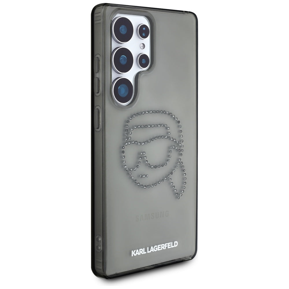 Karl Lagerfeld Samsung Galaxy S25 Ultra - Rhinestones Karl Head Logo - Σκληρή Θήκη με Πλαίσιο Σιλικόνης - Black - KLHCS25LHKHDCELK