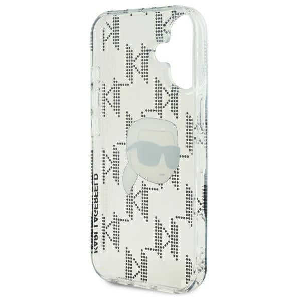 Karl Lagerfeld iPhone 16 - IML Karl Head Electroplated Σκληρή Θήκη με Πλαίσιο Σιλικόνης - Διάφανη - KLHCP16SHKLPKHT