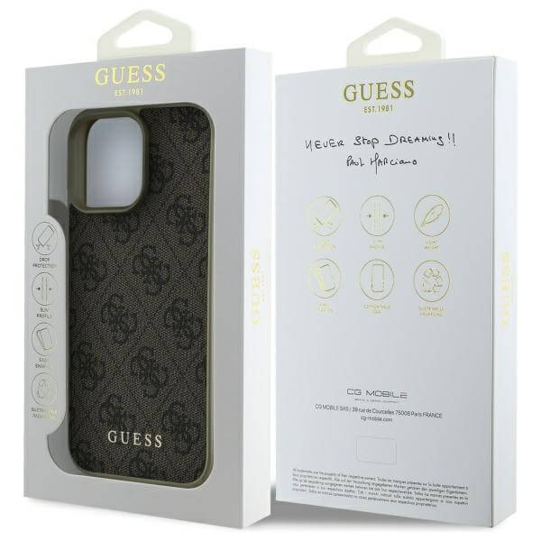 Guess iPhone 16 Pro - 4G Charms Collection - Θήκη με Επένδυση Συνθετικού Δέρματος - Brown - GUHCP16LGF4GBR