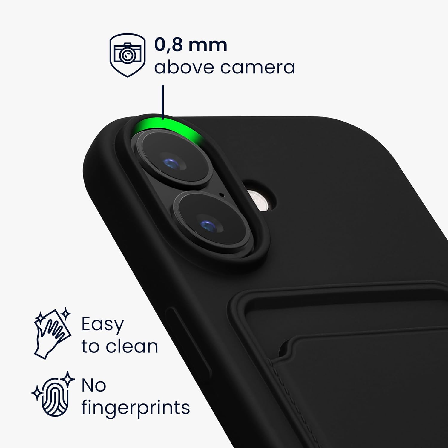 KW iPhone 16 Pro Θήκη Σιλικόνης TPU με Υποδοχή για Κάρτα - Black
