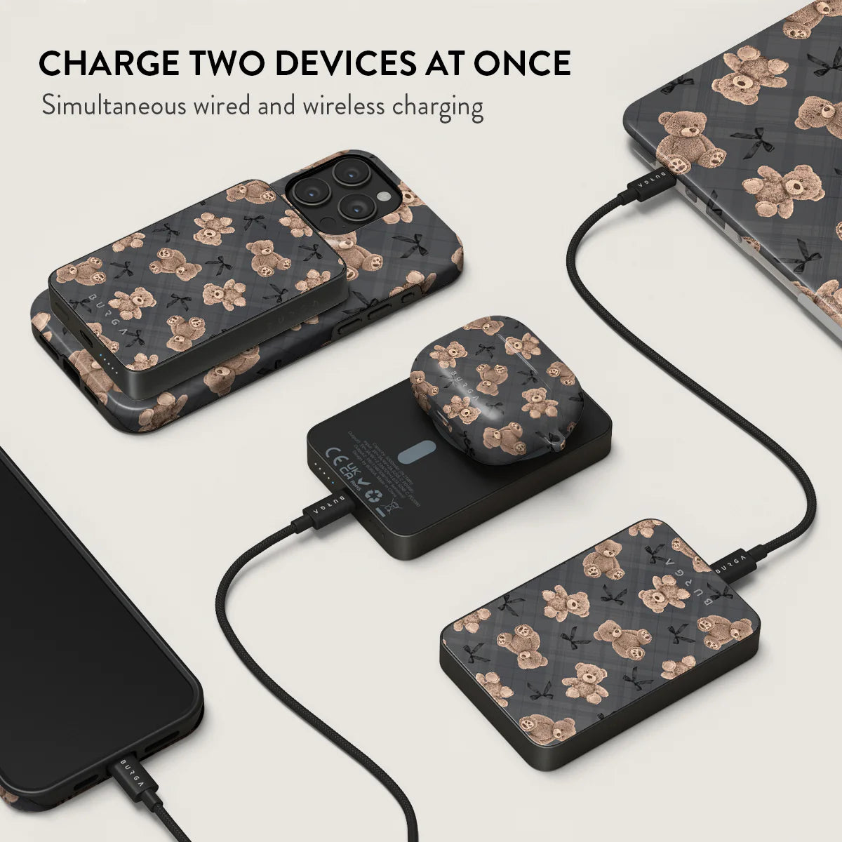 Burga Μαγνητικό Ασύρματο MagSafe PowerBank 5000mAh με Καλώδιο Type-C to Type-C - Gunmetal - BFF