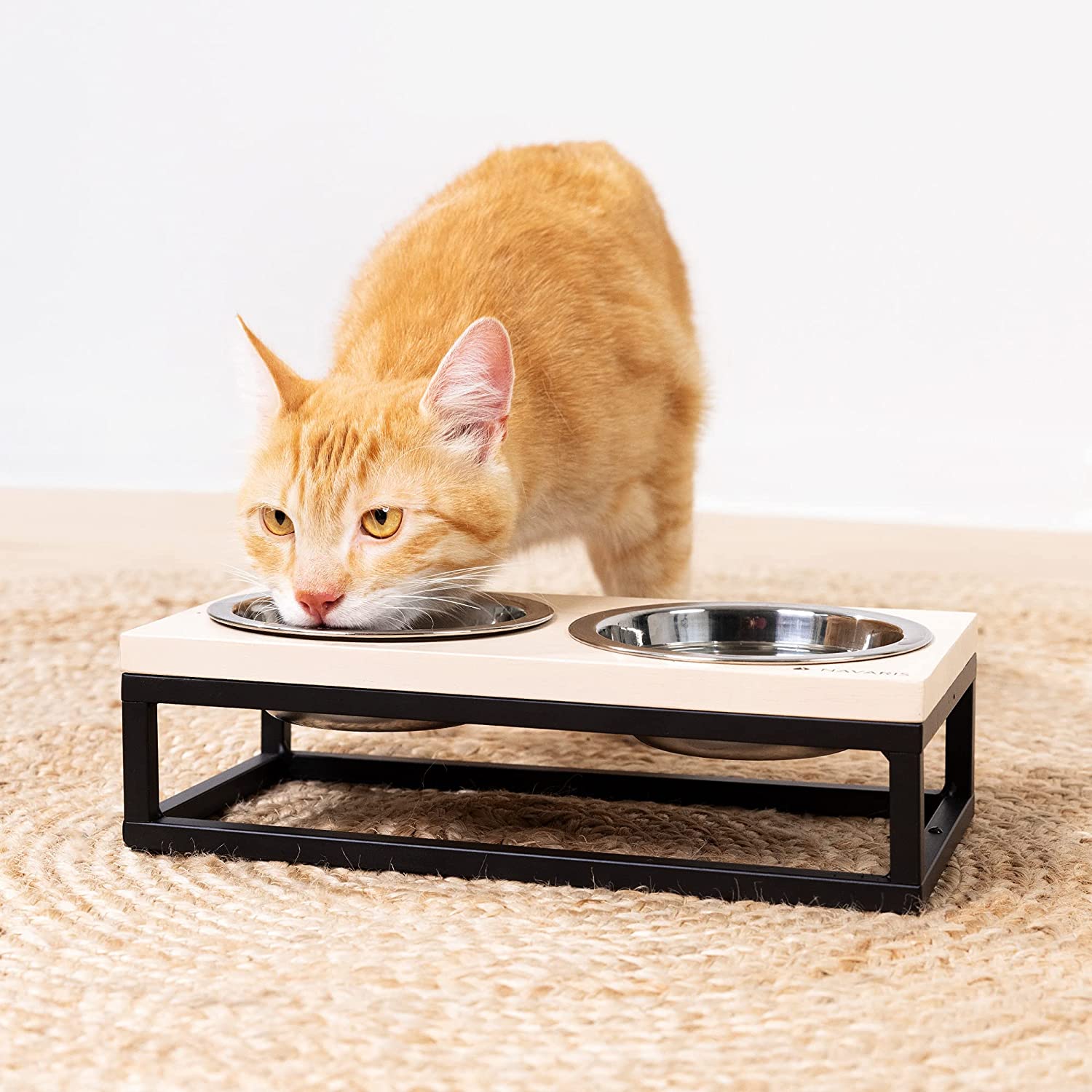 Navaris Raised Pet Bowls Stand - Ανυψωμένα Μπολ Φαγητού με Βάση για Κατοικίδια - Light Brown - 53501.1