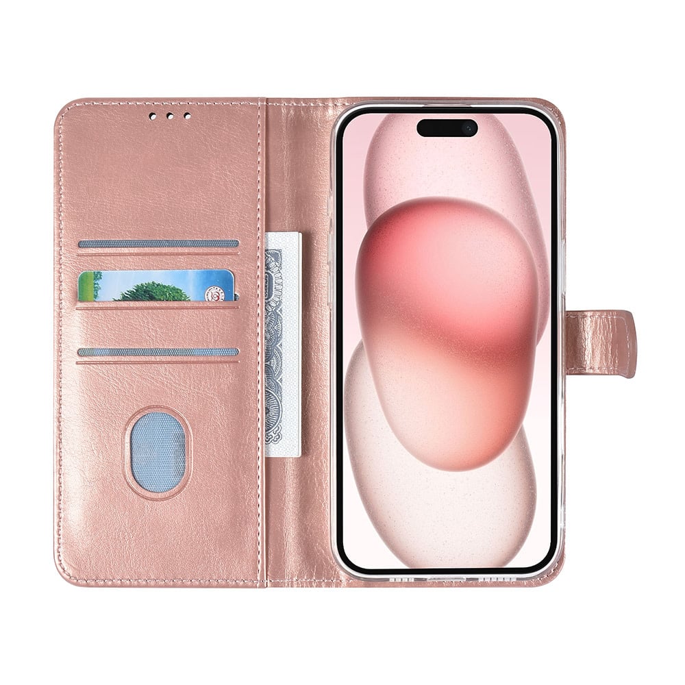 Tuniq iPhone 16 Plus - Θήκη Πορτοφόλι Stand από Δερματίνη - Rose Gold