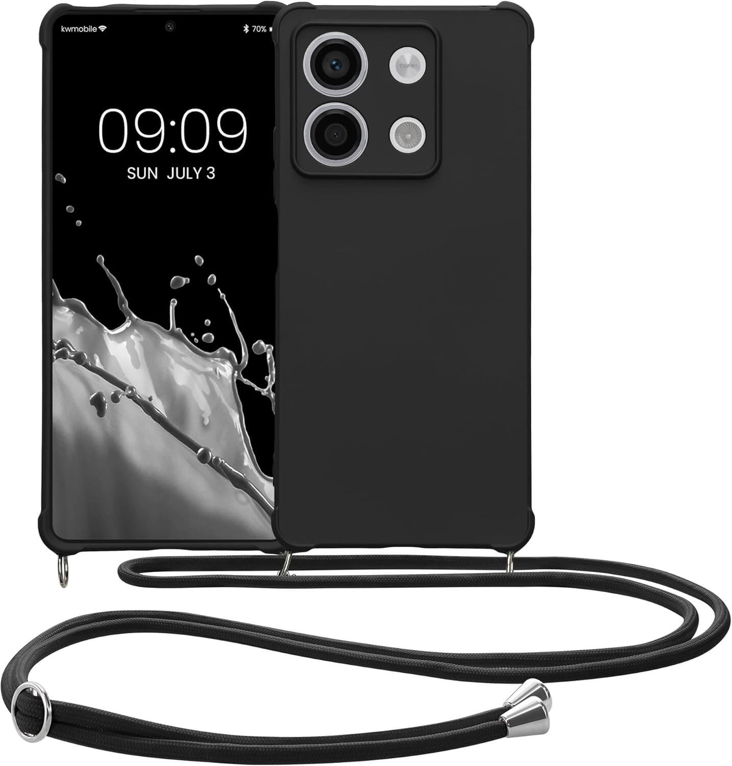 KW Xiaomi Redmi Note 13 5G Θήκη Σιλικόνης TPU με Λουράκι - Black