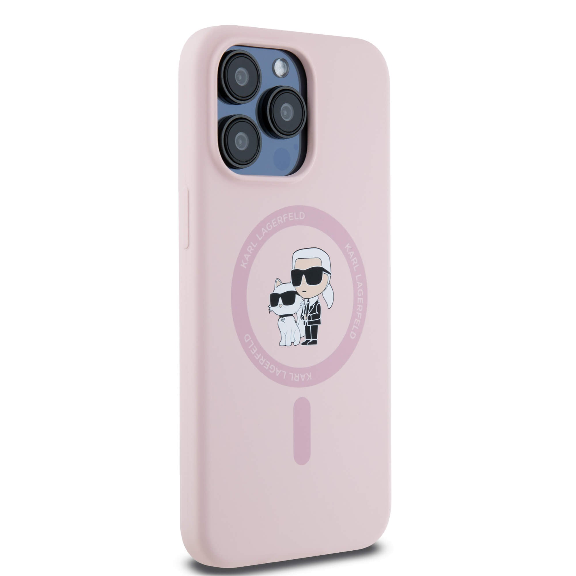 Karl Lagerfeld iPhone 15 Pro Max - Silicone Karl and Choupette - Θήκη Σιλικόνης με MagSafe - Pink - KLHMP15XSCMKCRHP