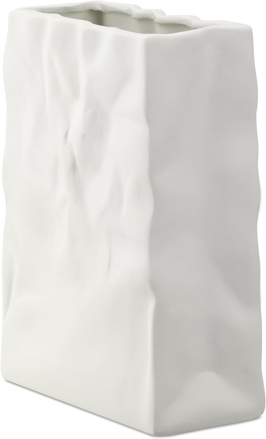 Navaris Κεραμικό Διακοσμητικό Βάζο σε Σχέδιο Χάρτινη Σακούλα - 14.5 x 6.5 x 20 cm - ‎Beige - 61578.01