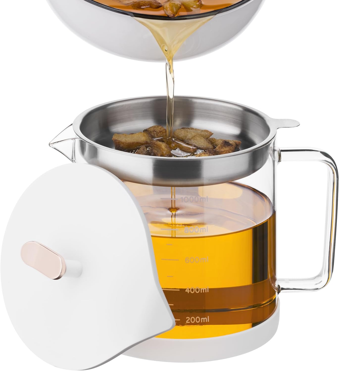 Navaris Δοχείο Συλλογής Μαγειρικού Λαδιού / Λίπους με Φίλτρο Διαχωρισμού - 1.5L - White / Clear - 61409.01