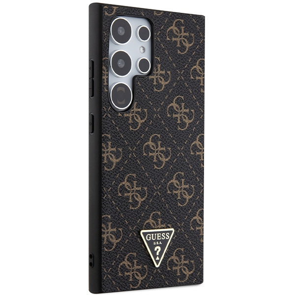 Guess Samsung Galaxy S24 Ultra - 4G Triangle - Σκληρή Θήκη με Επένδυση Συνθετικού Δέρματος και Πλαίσιο Σιλικόνης - Black - GUHCS24LPG4GPK