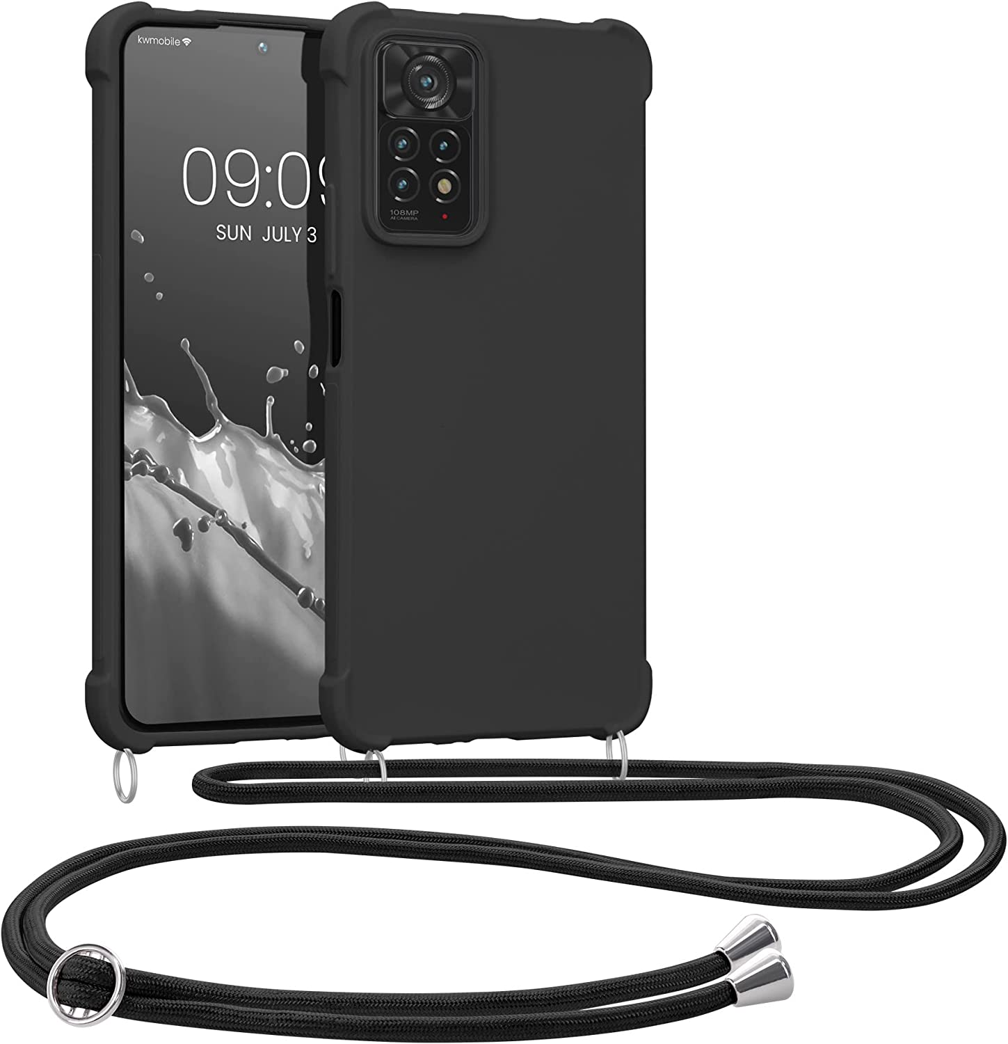 KW Xiaomi Redmi Note 11 Pro+ 5G Θήκη Σιλικόνης TPU με Λουράκι - Black - 58911.01