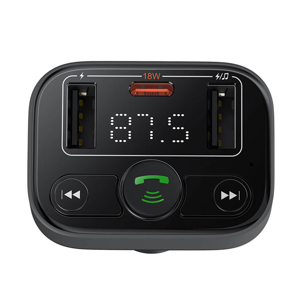 Baseus S-09 Lite FM Transmitter με 2 Θύρες USB και 1 Θύρα Type-C για Αναπαραγωγή Μουσικής / Φόρτιση Κινητών στο Αυτοκίνητο - Cluster Black