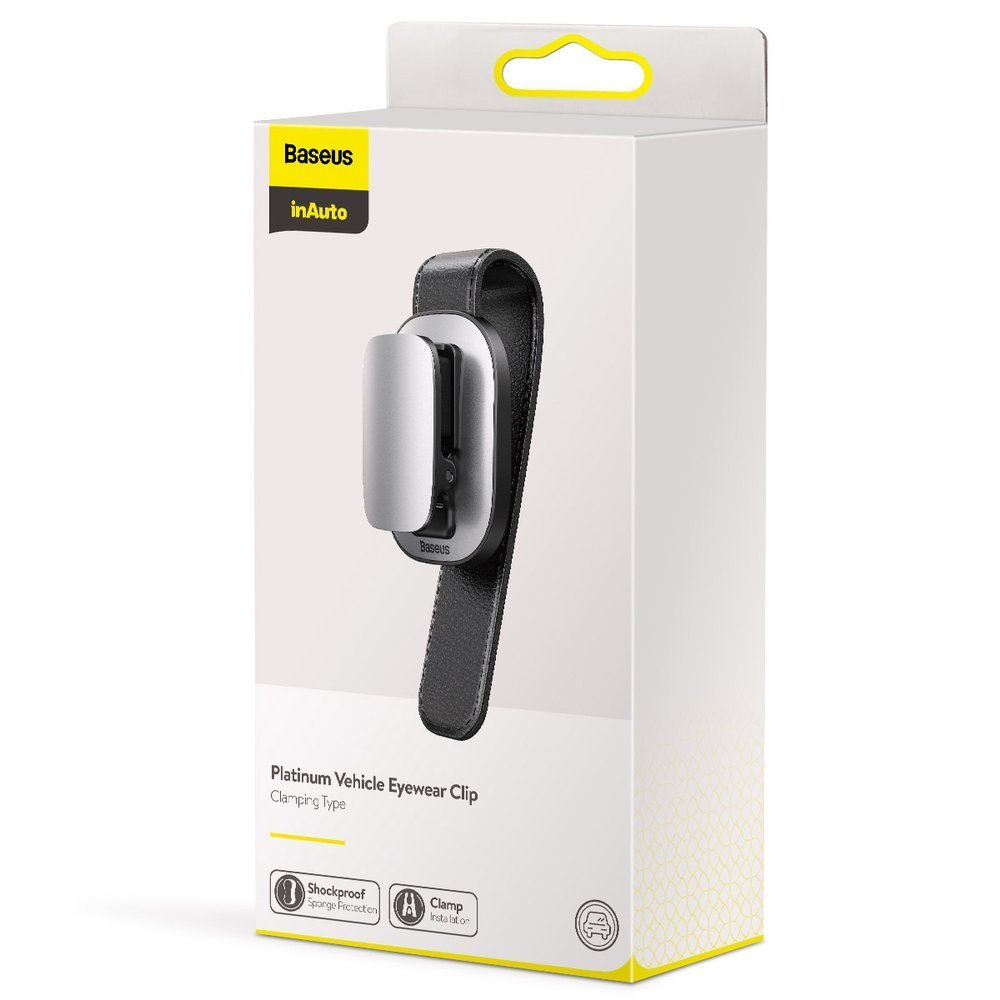 Baseus Platinum Vehicle Eyewear Clip Clamping Type - Βάση Στήριξης Γυαλιών για το Σκίαστρο - Silver - ACYJN-B0S