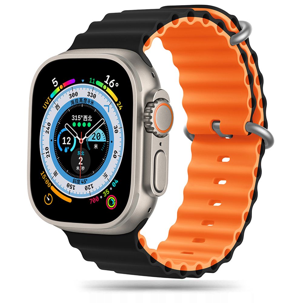 Tech-Protect Λουράκι Apple Watch 8/9/10/11 - SE (1/2/3) - Ultra (1/2/3) – 44/45/46/49mm IconBand Pro Λαστιχένιο - Black / Orange