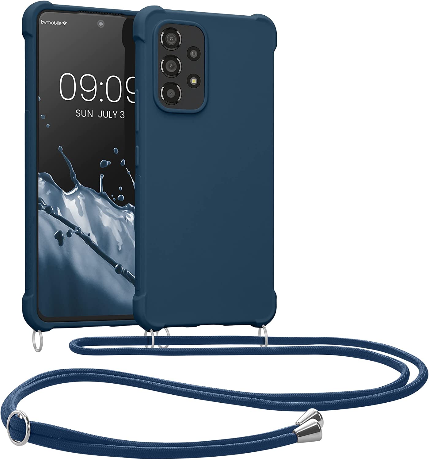 KW Samsung Galaxy A53 5G Θήκη Σιλικόνης TPU με Λουράκι - Dark Blue - 58566.17