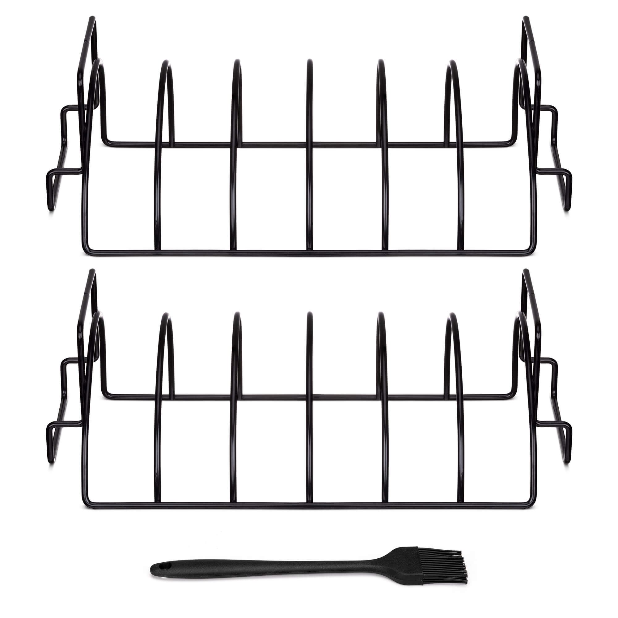 Navaris Σετ με 2 Αντικολλητικά Μεταλλικά Πλέγματα Ψησίματος με Πινέλο Σιλικόνης - Black - 54518.02