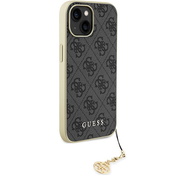 Guess iPhone 15 - 4G Charms Collection Θήκη με Επένδυση Συνθετικού Δέρματος - Grey - GUHCP15SGF4GGR