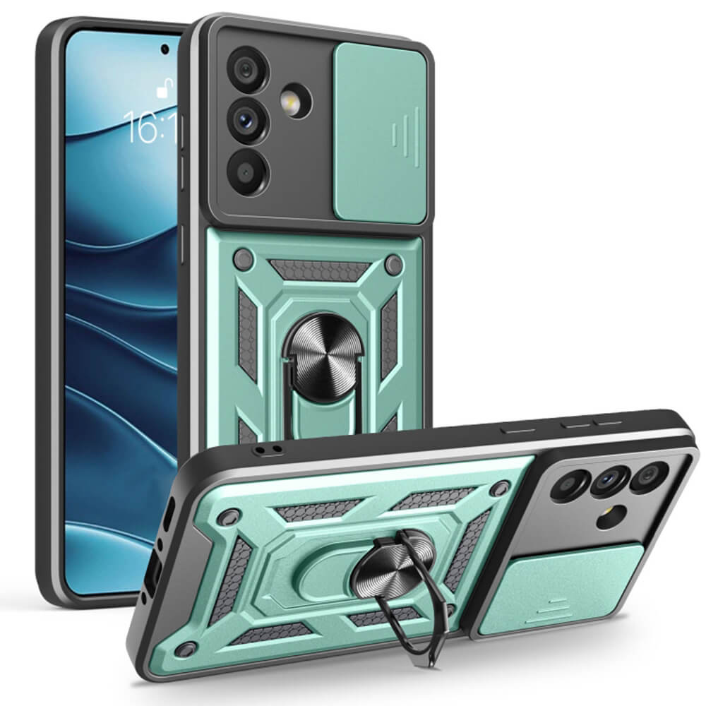 Techsuit Samsung Galaxy A56 5G - CamShield - Σκληρή Θήκη με Προστασία Καμερών και Δαχτυλίδι Συγκράτησης - Green