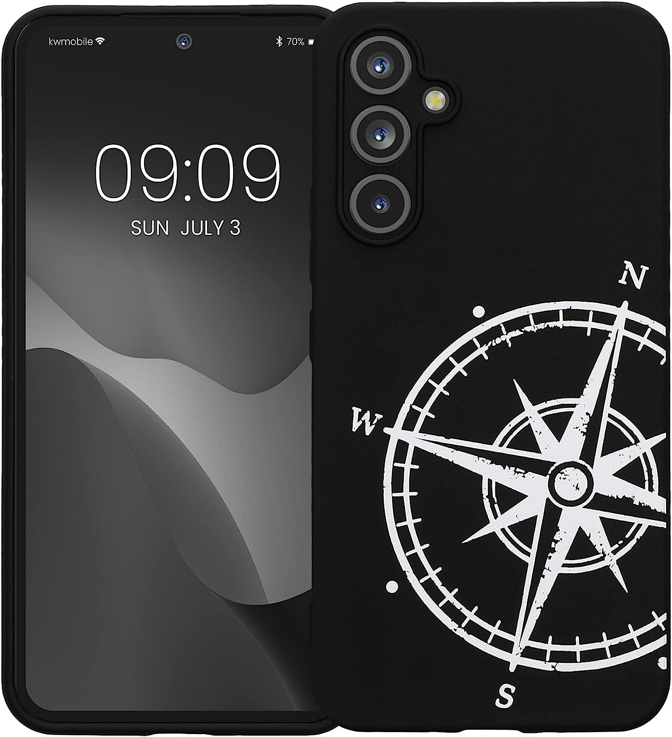 KW Samsung Galaxy A54 5G Θήκη Σιλικόνης Design Compass Vintage - Black / White - 61246.03