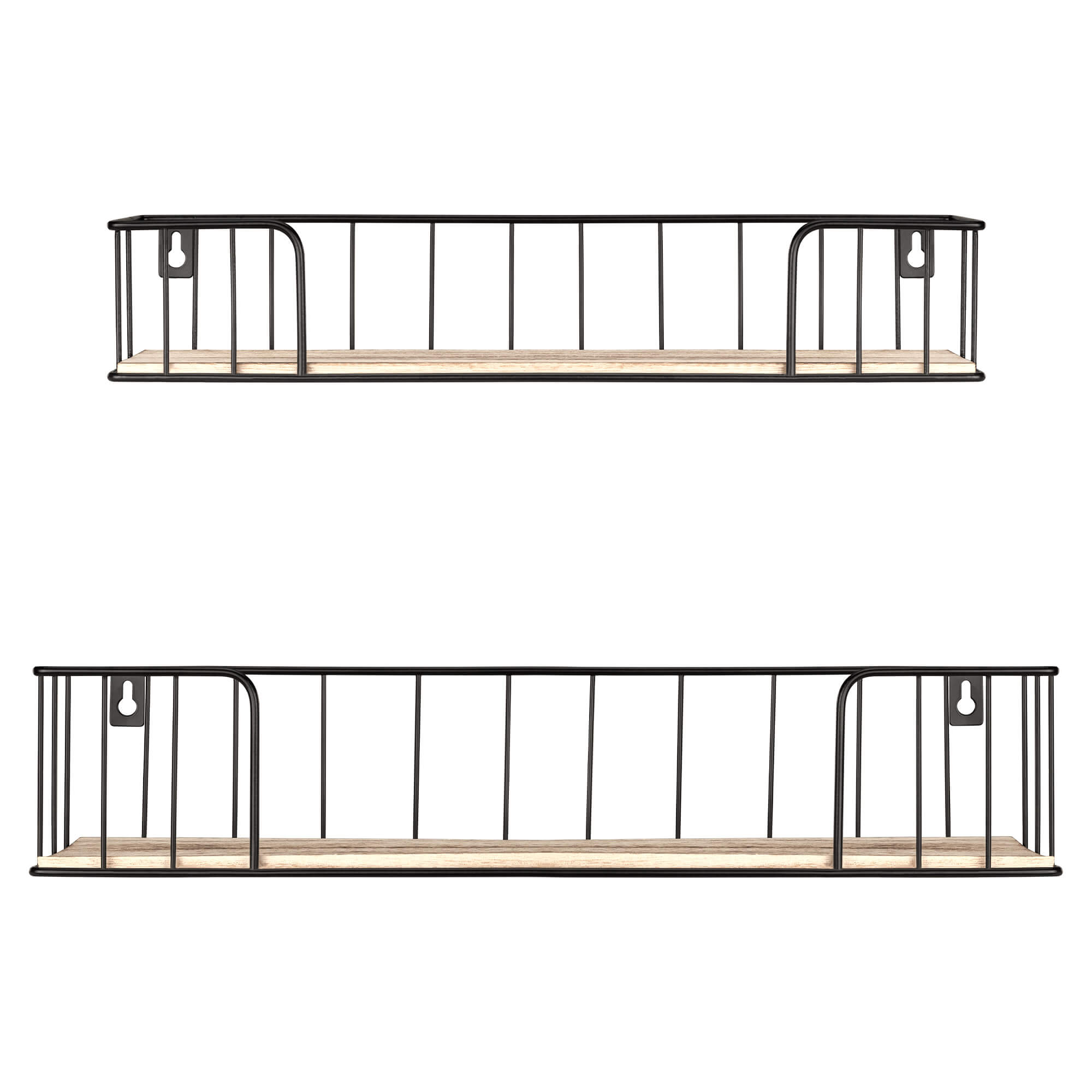 Navaris Σετ με 2 Μεταλλικά Ράφια Τοίχου - 44.5 x 13.5 x 9 cm / 39 x 9 x 7 cm - Black - 54568.2.02