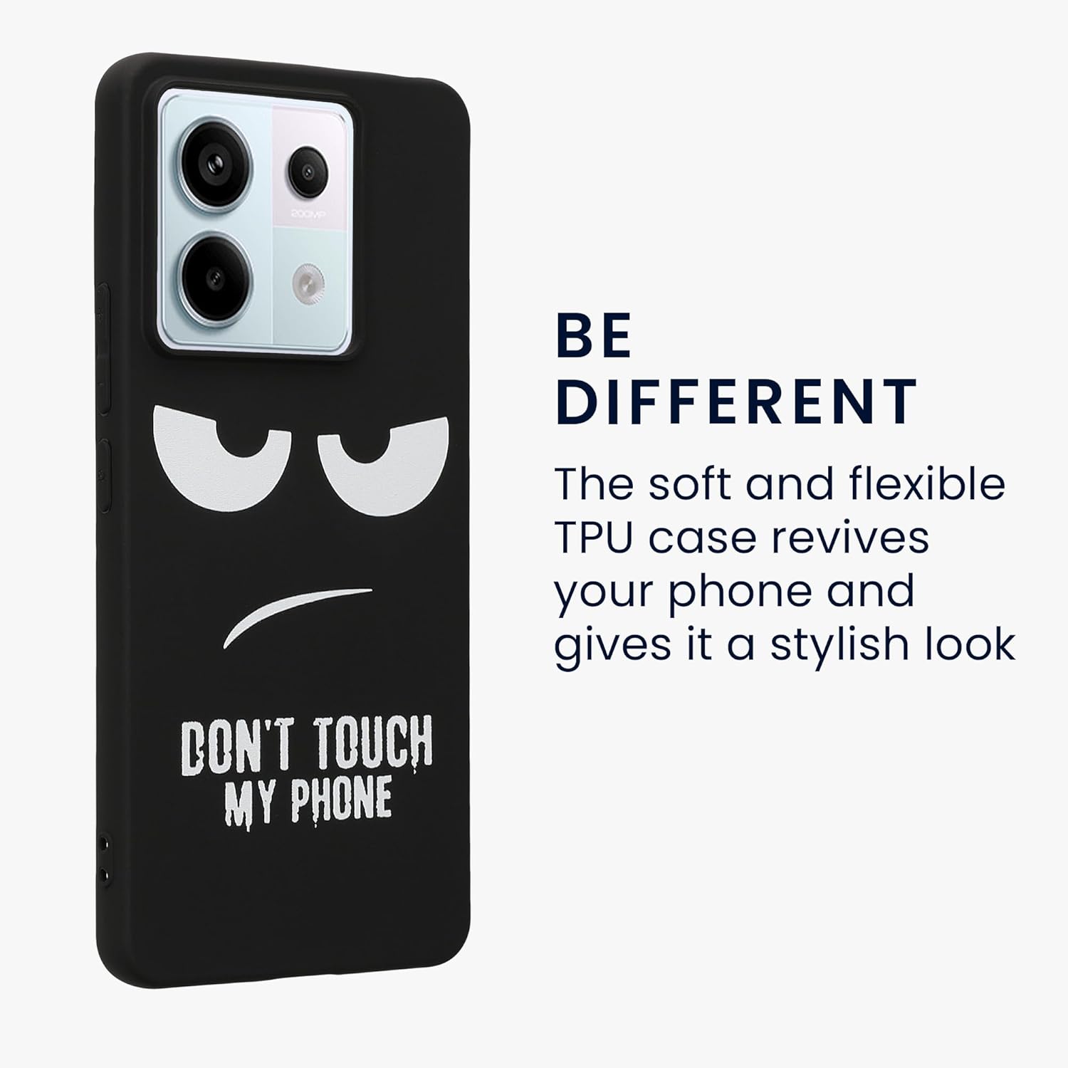 KW Xiaomi Redmi Note 13 Pro 5G / Poco X6 5G Λεπτή Θήκη Σιλικόνης TPU - Design Don't Touch My Phone - Black / White