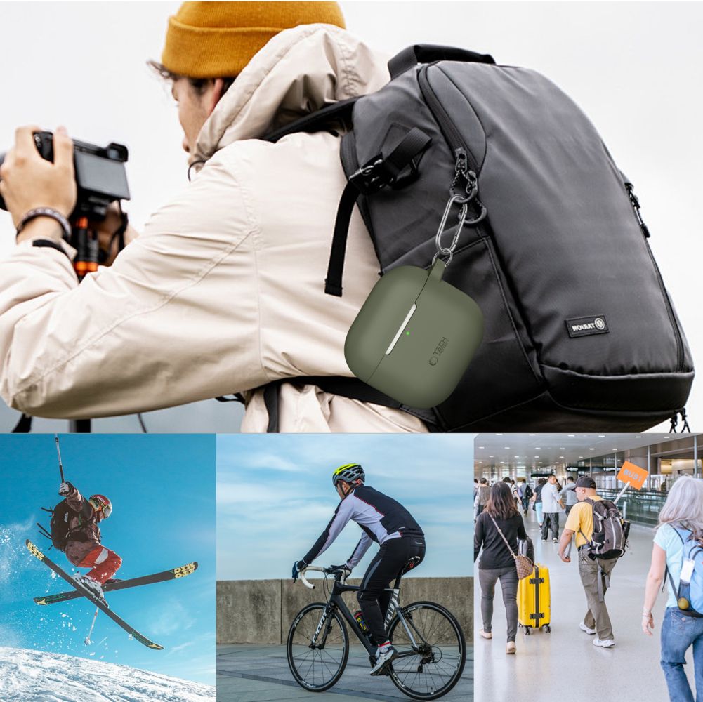 Tech-Protect AirPods 4 Θήκη Σιλικόνης - Silicone Hook - Olive Green