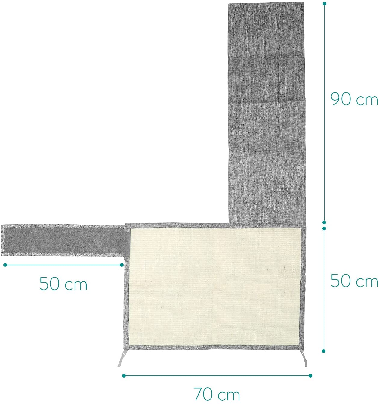 Navaris Scratch Carpet for Side of Sofa Προστατευτικό Καναπέ από Γρατζουνιές Γάτας - Αριστερή Πλευρά - 50 x 70 cm - Light Grey - 47363.02.25