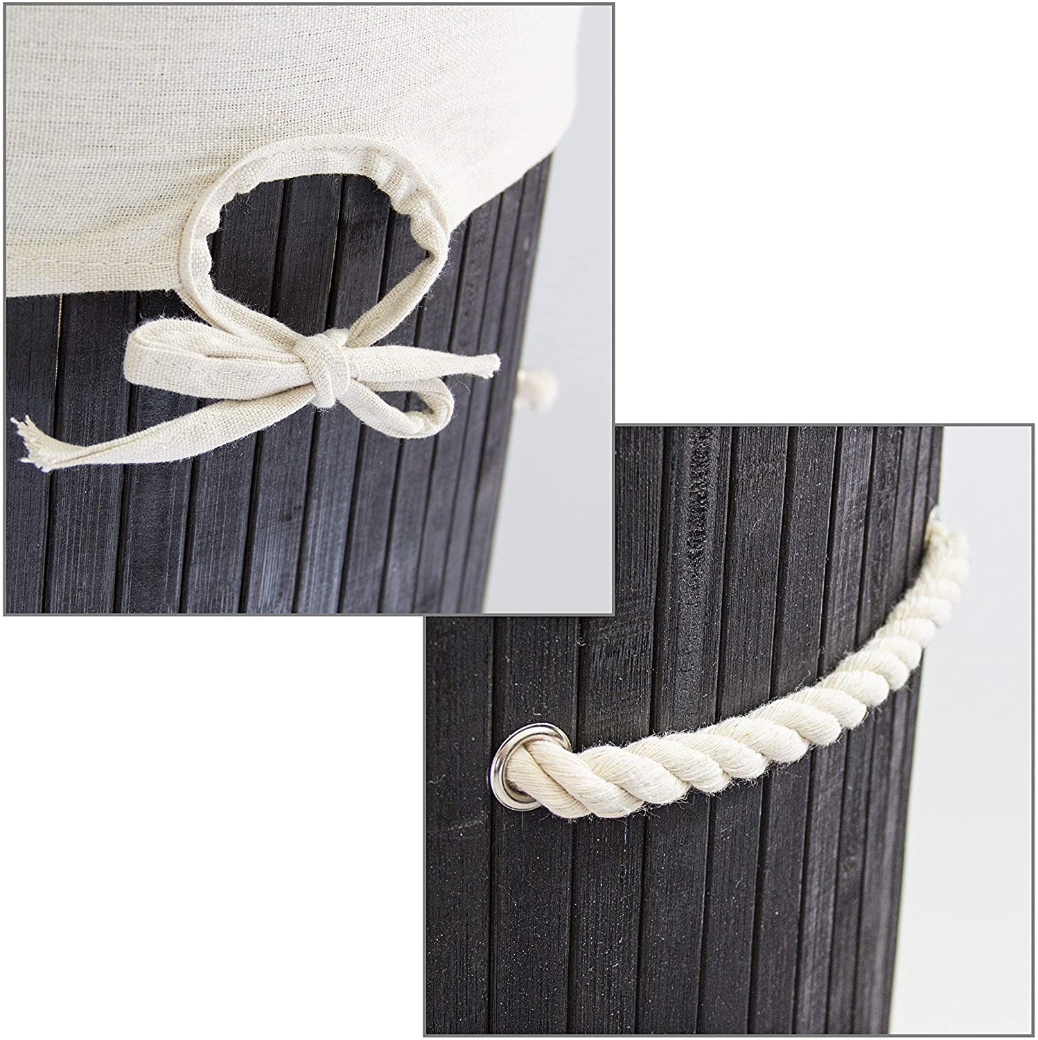 Relaxdays Καλάθι Απλύτων από Μπαμπού με Καπάκι - Black - 4052025046743