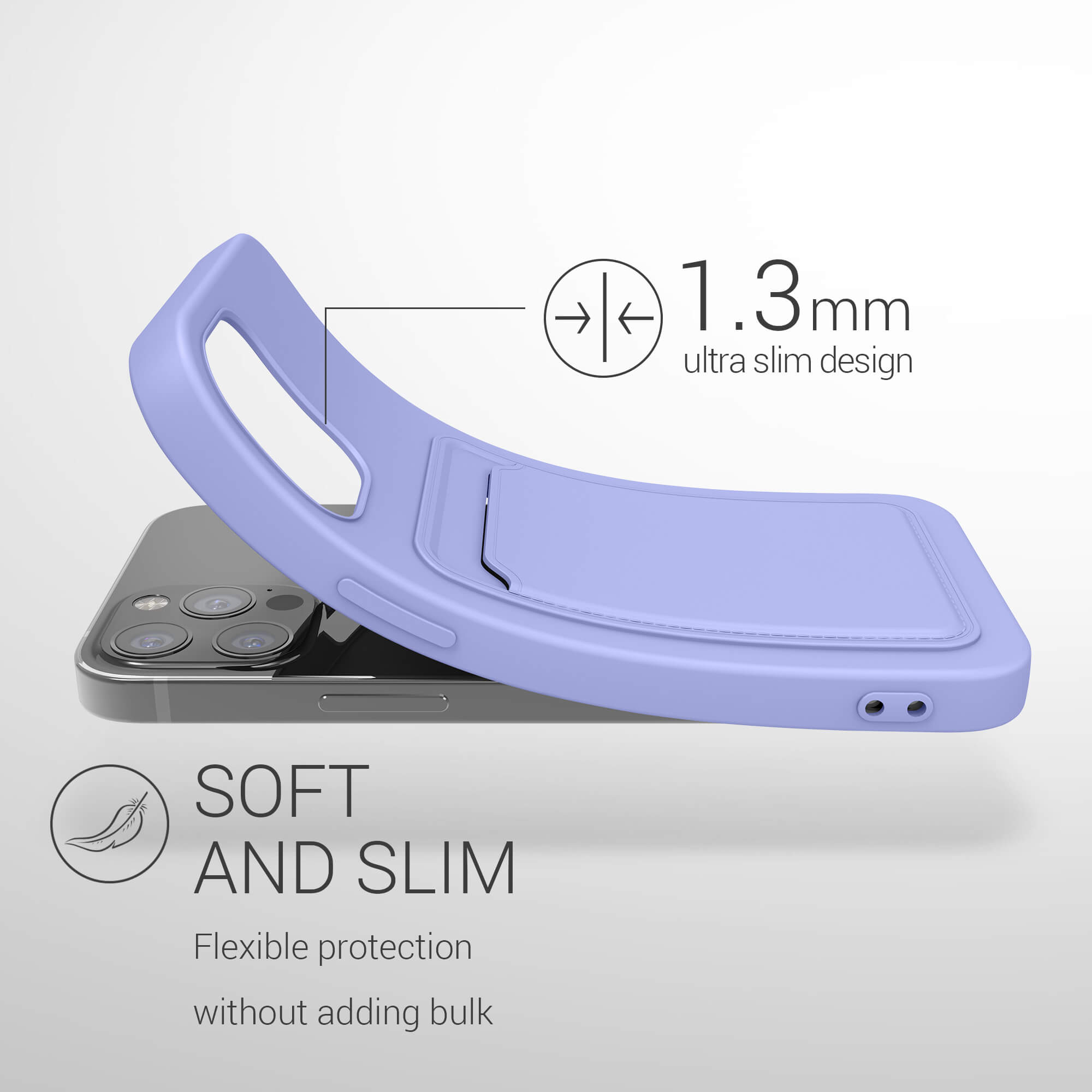 KW iPhone 12 / iPhone 12 Pro Θήκη Σιλικόνης TPU με Υποδοχή για Κάρτα - Lavender - 55112.108