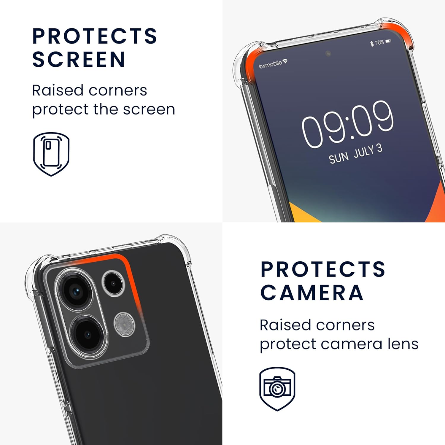 KW Xiaomi Redmi Note 13 Pro 5G / Poco X6 5G Θήκη Σιλικόνης TPU με Λουράκι - Διάφανη / Black