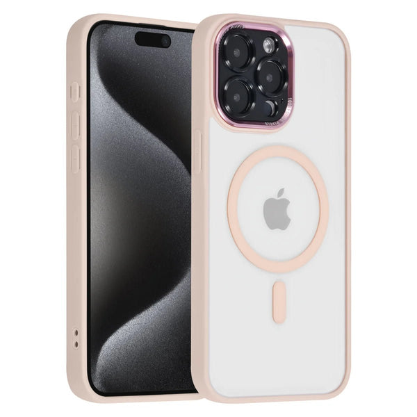 Tuniq iPhone 15 Pro Max - MagSafe Σκληρή Θήκη με Πλαίσιο Σιλικόνης - Ροζ / Διάφανη