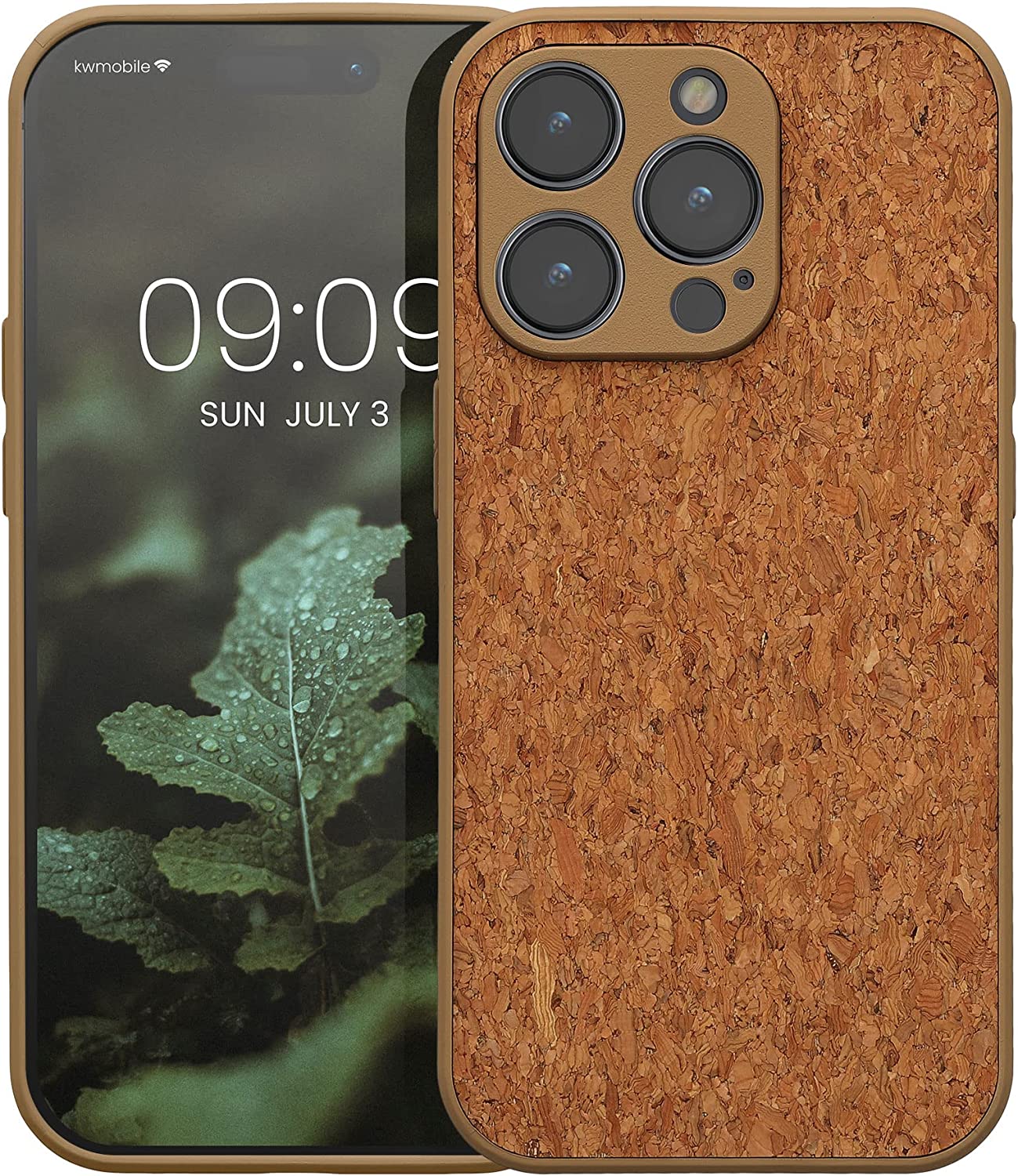 KW iPhone 14 Pro Σκληρή Θήκη από Φελλό με Πλαίσιο Σιλικόνης - Light Brown - 60262.24