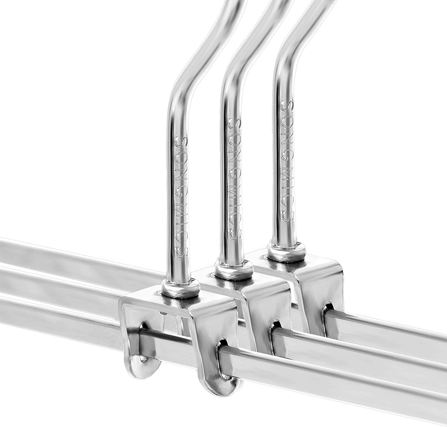 Songmics Σετ με 20 Μεταλλικές Κρεμάστρες Παντελονιών - Silver / Black - CRI003-20