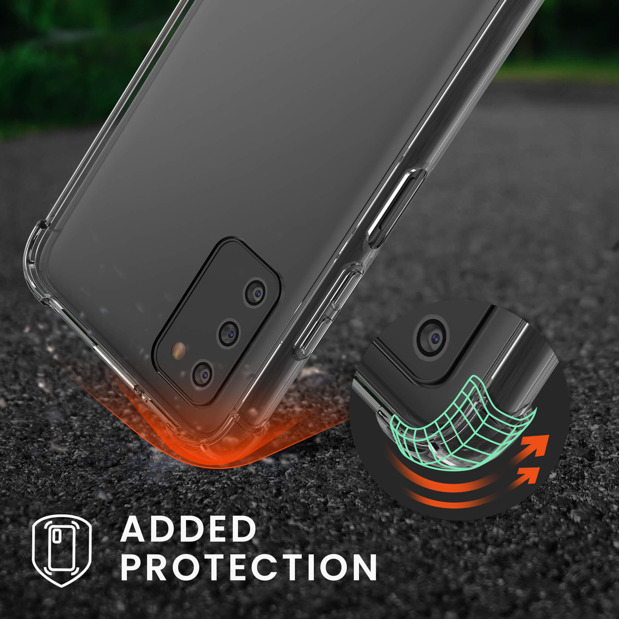 KW Samsung Galaxy A03s Θήκη Σιλικόνης TPU με Λουράκι - Διάφανη / Black - 57726.03