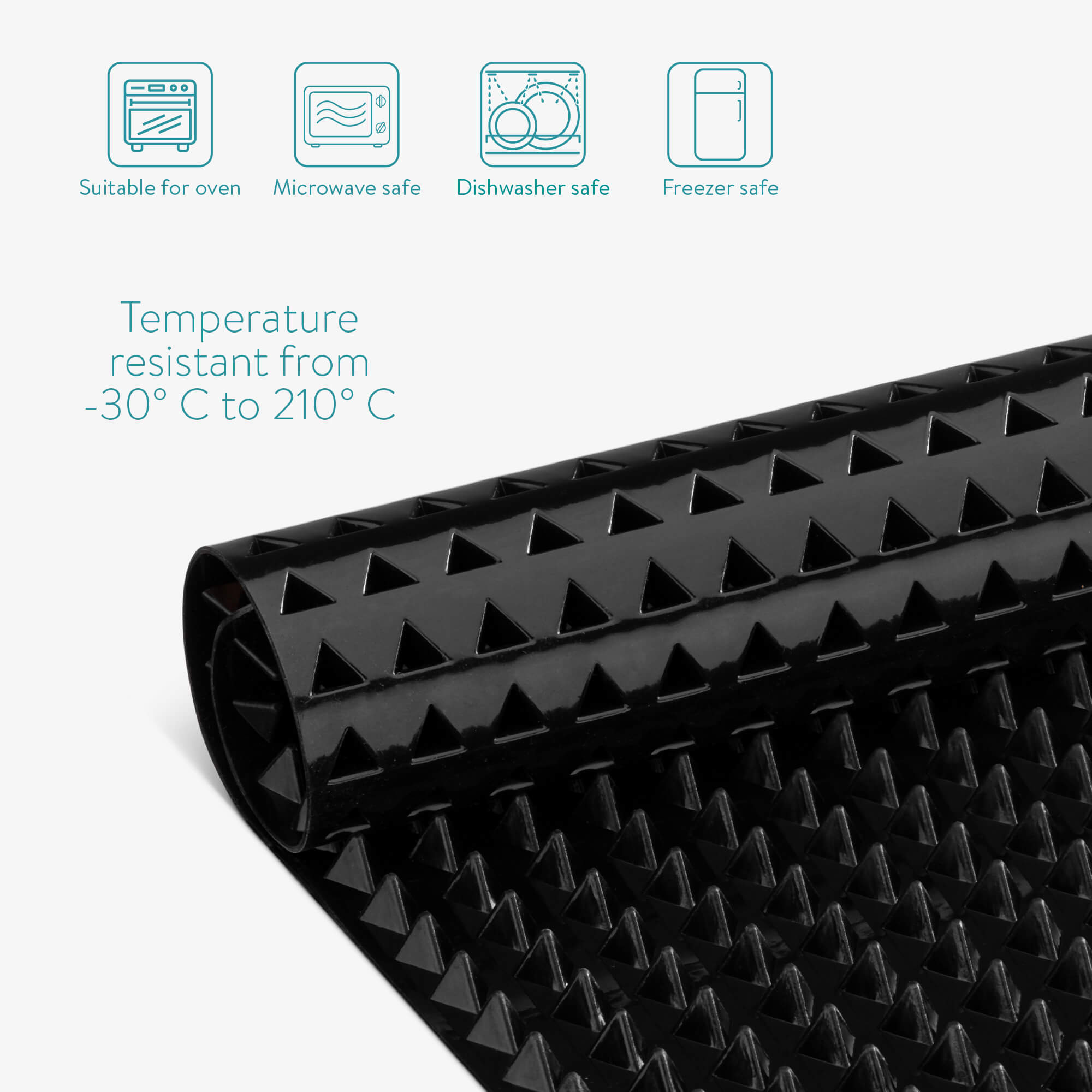 Navaris Χαλί Ψησίματος από Σιλικόνη - Black - 55383.01