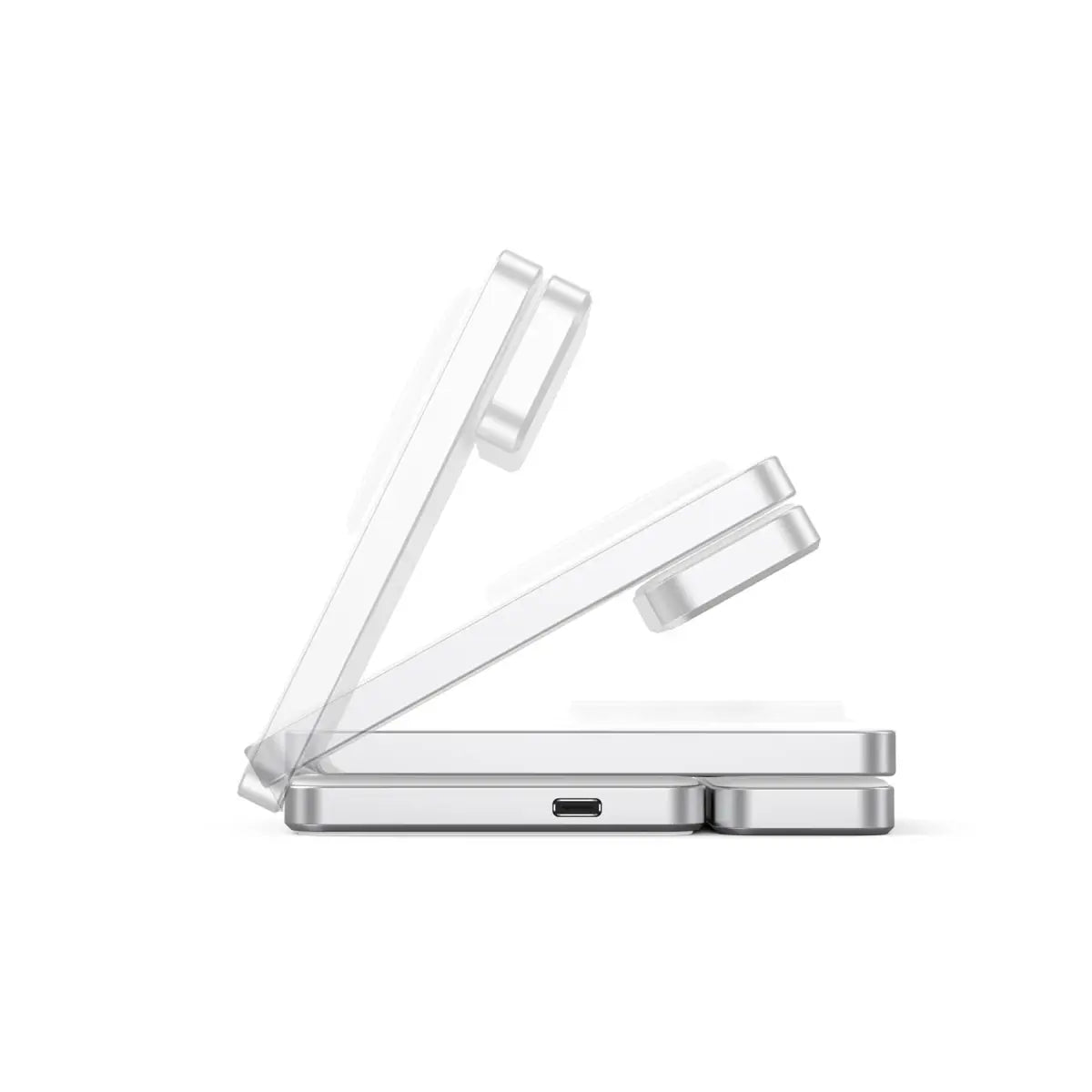 Mobile Origin Qi2 CompactStand 3in1 Ασύρματος Μαγνητικός Φορτιστής MagSafe - White / Silver