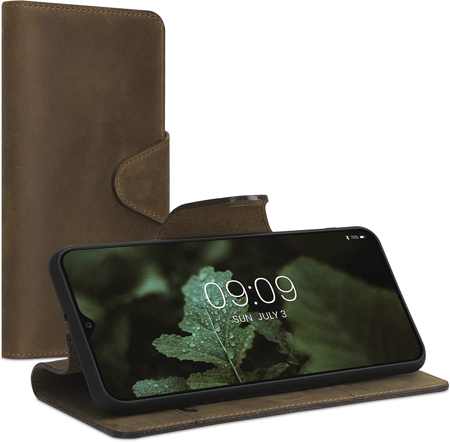 Kalibri Samsung Galaxy A23 5G Θήκη Πορτοφόλι Stand από Γνήσιο Δέρμα - Brown - 58321.05