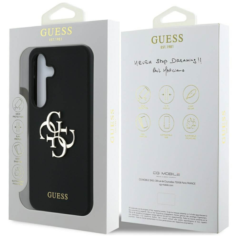 Guess Samsung Galaxy S25 Silicone Big 4G Logo Bottom Script Θήκη Σιλικόνης - Black - GUHCS25SS4SMDK