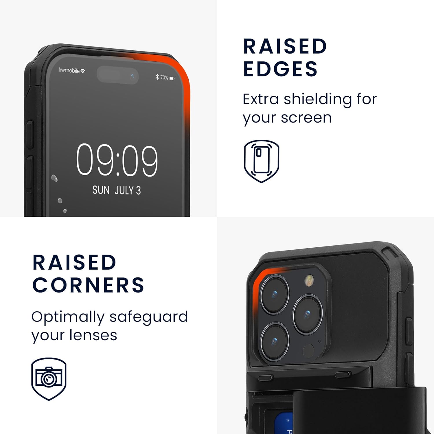 KW iPhone 15 Pro Max Σκληρή Θήκη με Υποδοχή για Κάρτες - Black