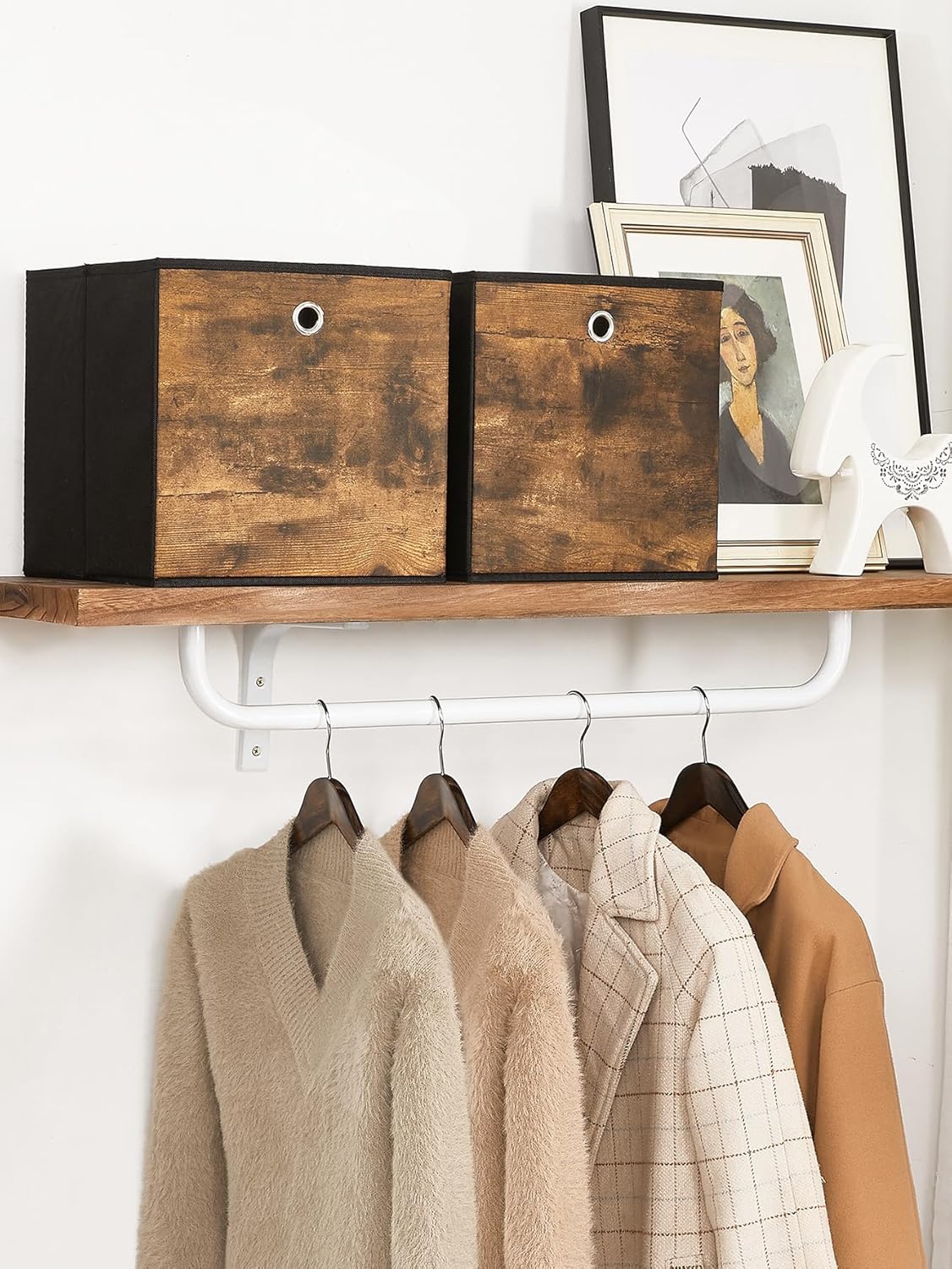 Songmics Σετ με 6 Υφασμάτινα Κουτιά Αποθήκευσης - Rustic Brown / Black - RFB102B01