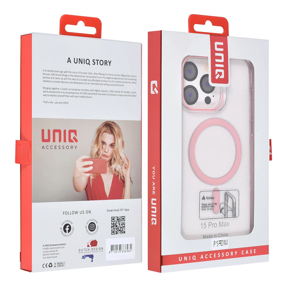 Tuniq iPhone 15 Pro Max - MagSafe Σκληρή Θήκη με Πλαίσιο Σιλικόνης - Διάφανη / Ροζ