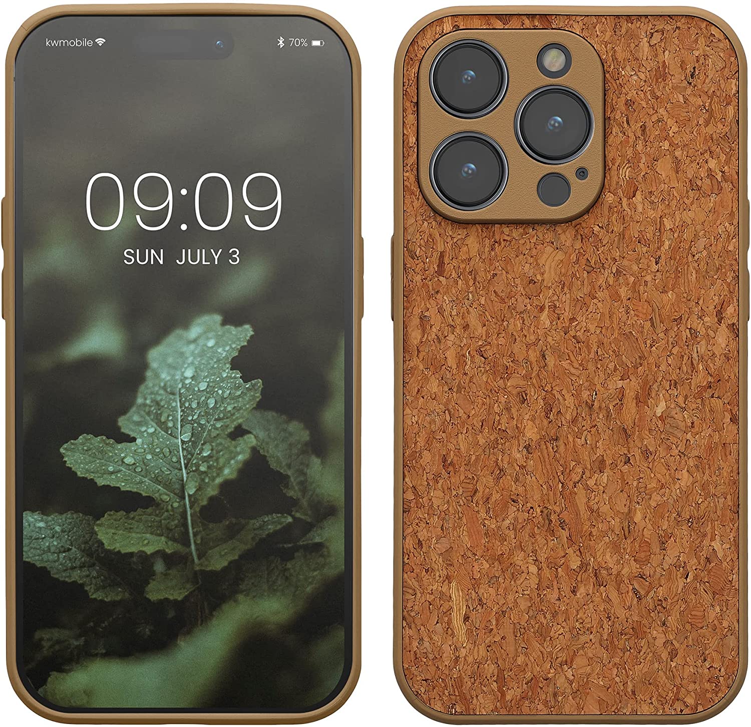 KW iPhone 14 Pro Σκληρή Θήκη από Φελλό με Πλαίσιο Σιλικόνης - Light Brown - 60262.24