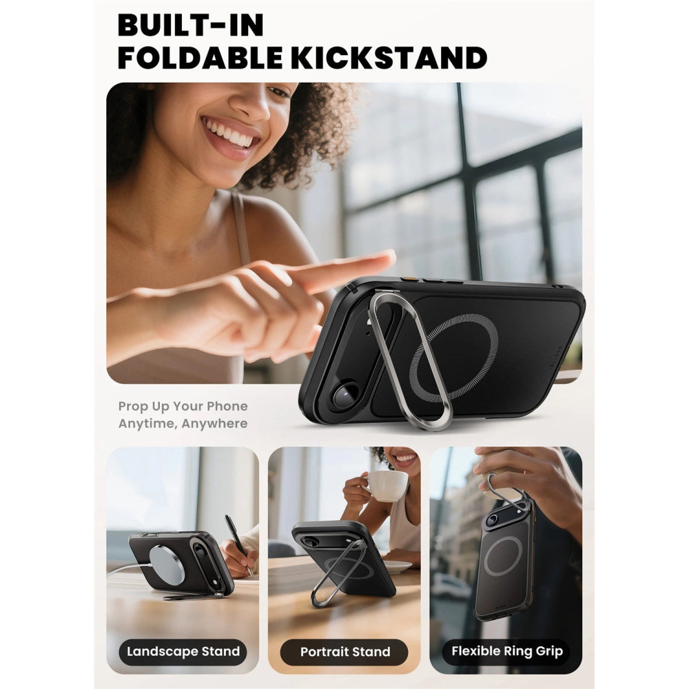 Supcase iPhone Air - IBLSN Ares Flip Mag - MagSafe Σκληρή Θήκη με Πλαίσιο Σιλικόνης και Προστασία Οθόνης και Stand - Black