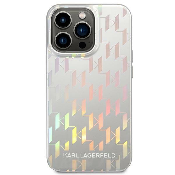 Karl Lagerfeld iPhone 14 Pro Max - Iridescent Monogram Σκληρή Θήκη με Πλαίσιο Σιλικόνης - Silver - KLHCP14XLGMMSV3