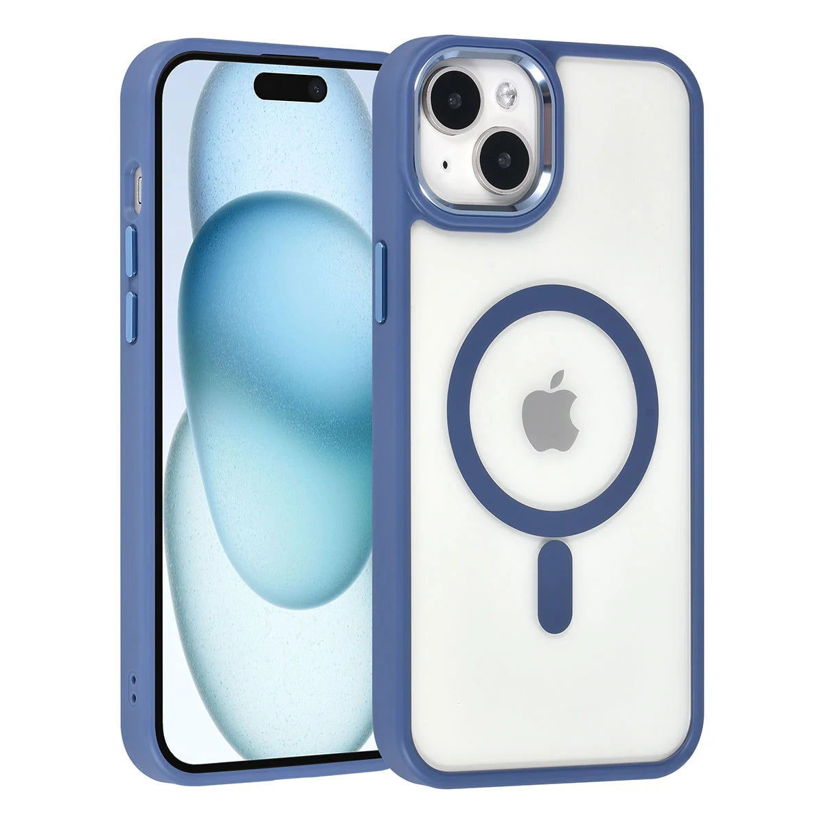 Tuniq iPhone 15 Plus / 14 Plus - MagSafe Σκληρή Θήκη με Πλαίσιο Σιλικόνης - Μπλε Ματ / Διάφανη