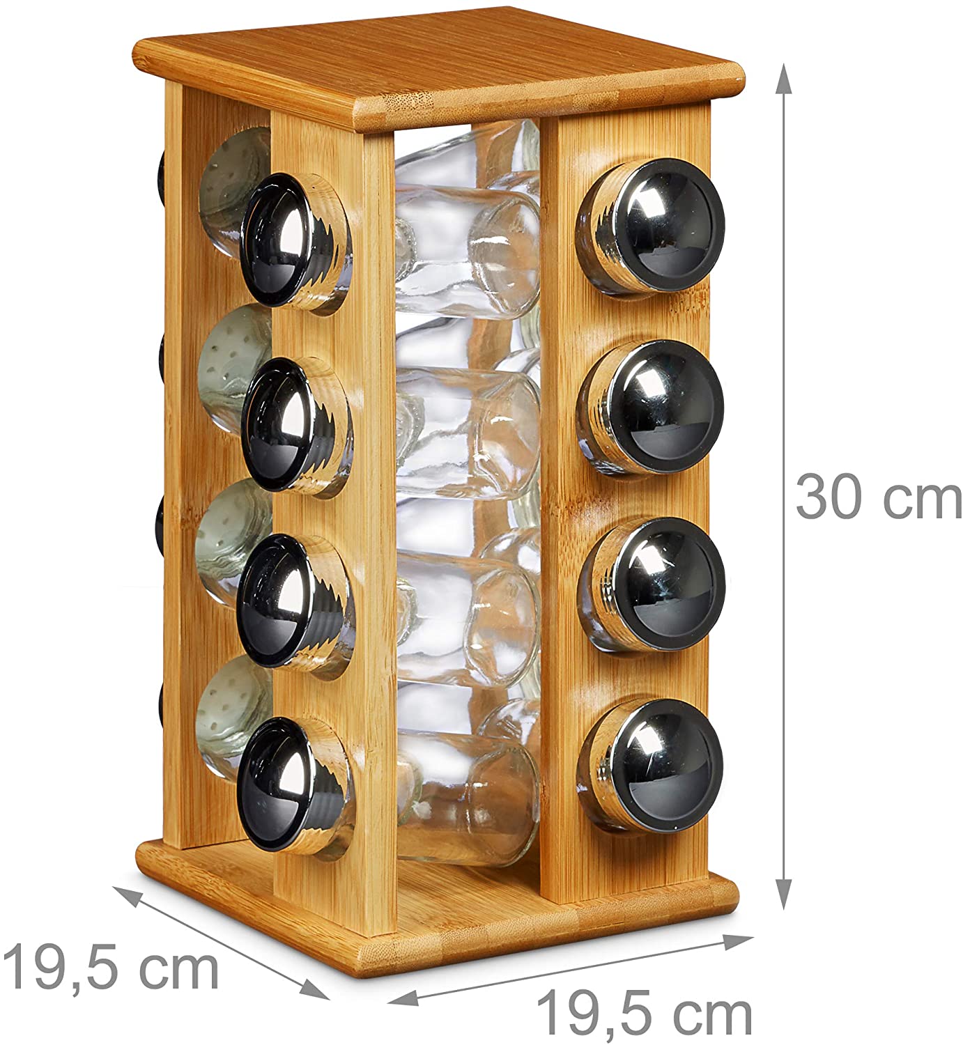 Relaxdays Καρουζέλ Μπαχαρικών από Μπαμπού με 16 Δοχεία - Natural - 4052025203177