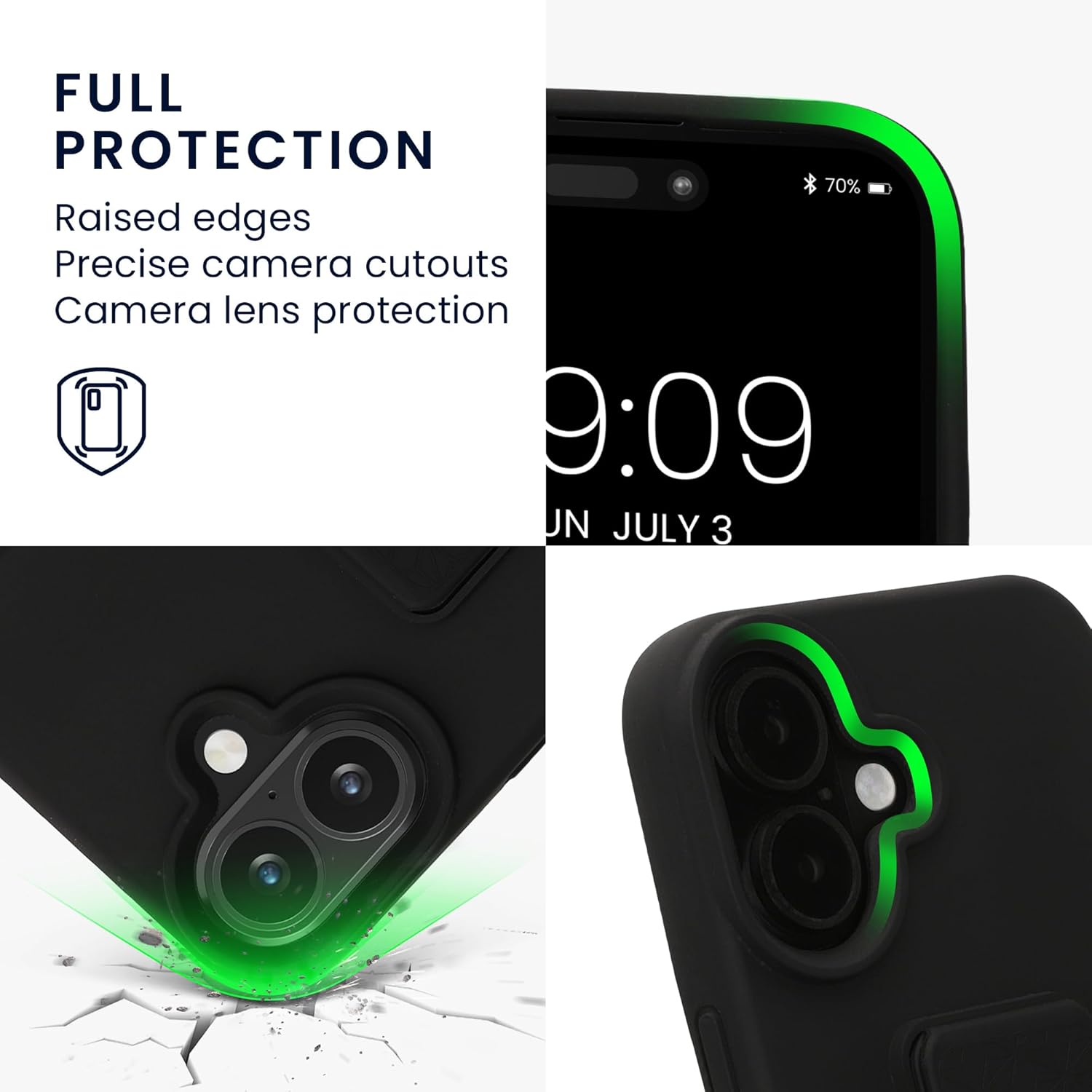 KW iPhone 16 Θήκη Σιλικόνης TPU με Finger Holder - Black